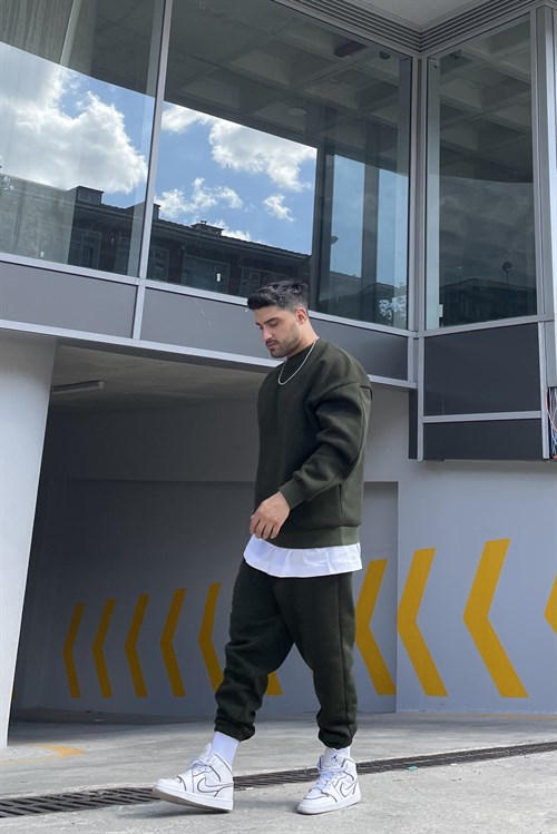khaki track suit
