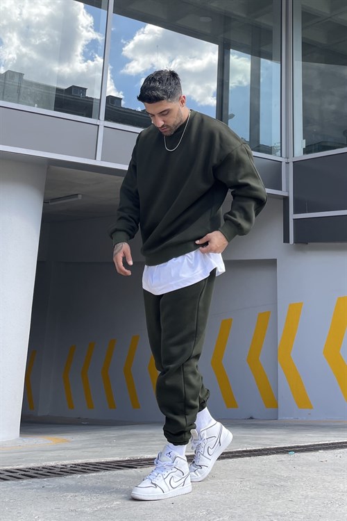 khaki track suit