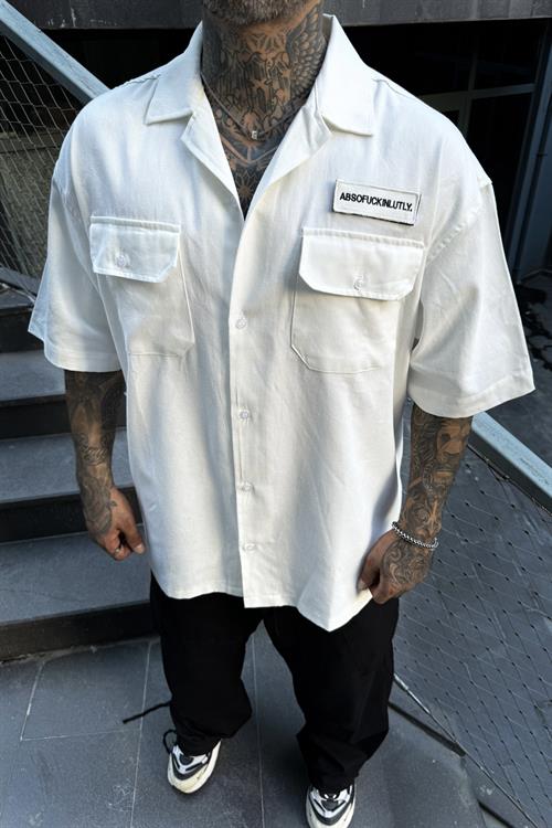 Kırık beyaz oversize gömlek