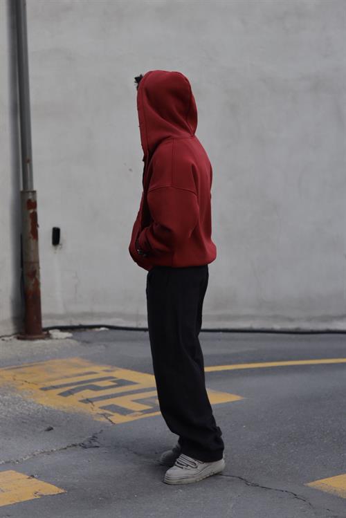Kırmızı Washed Oversize Hoodie