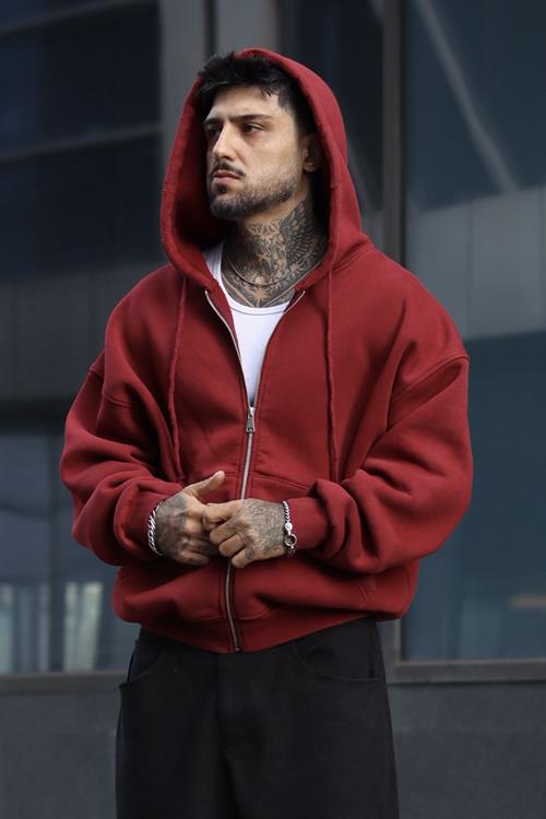 Kırmızı Washed Oversize Hoodie