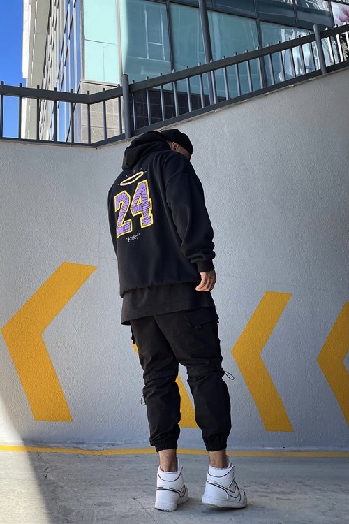 Kobe24 siyah oversize hoodie