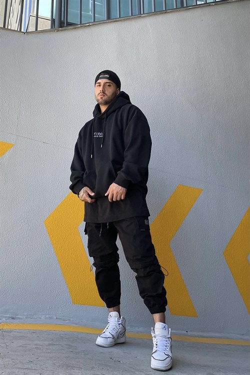 Kobe24 siyah oversize hoodie