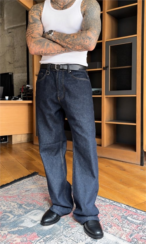 Koyu Mavi Baggy Jean