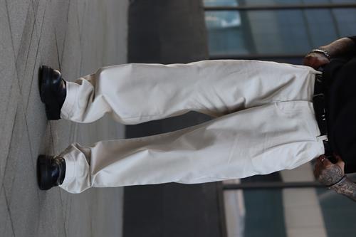 Krem gabardin baggy pantolon