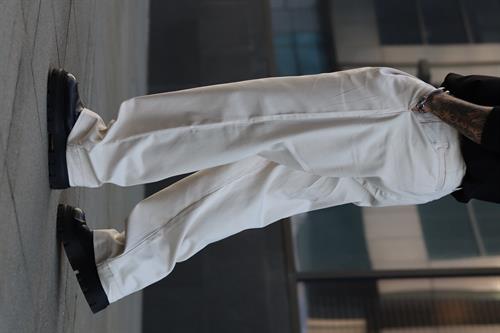 Krem gabardin baggy pantolon