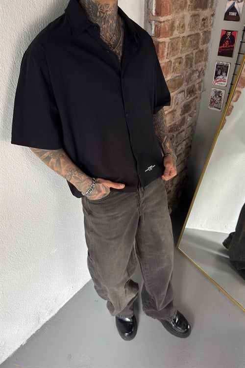 Minimal Baskı Oversize Gömlek