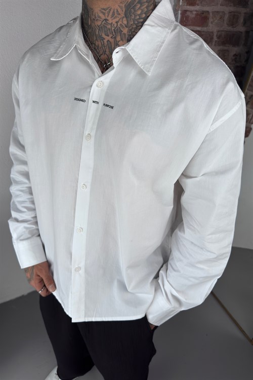 Minimal Baskı Oversize Gömlek