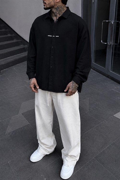 Minimal Baskı Oversize Gömlek
