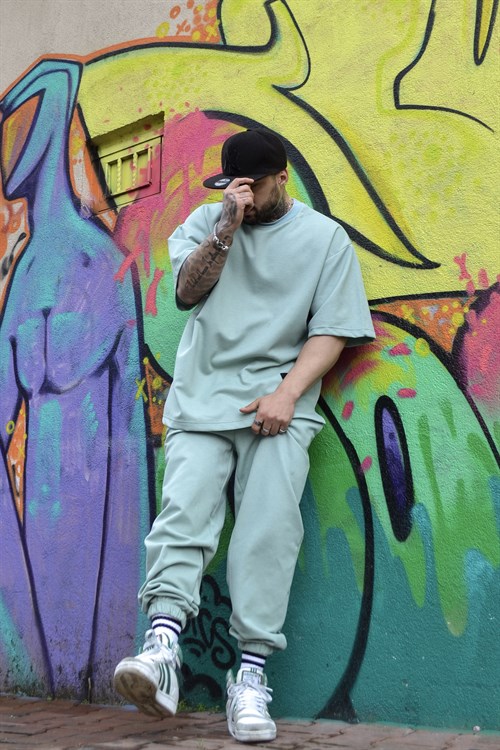 Mint green oversize takım