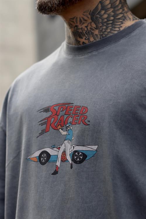 Speed racer oversize yıkamalı tshirt