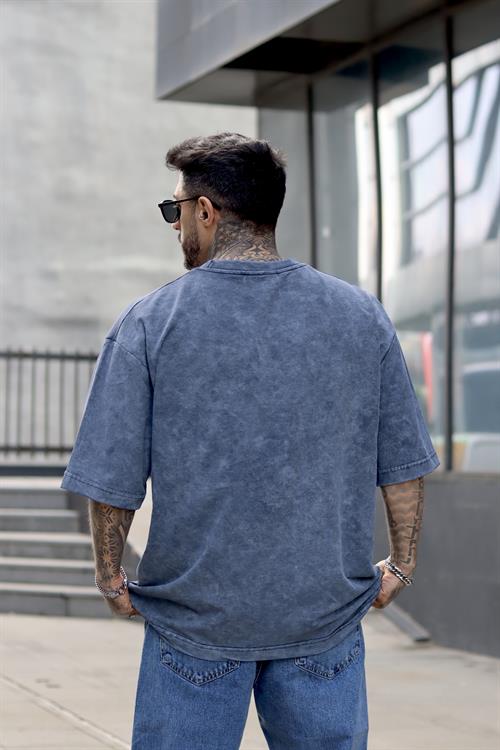 Navy yıkamalı oversize tshirt