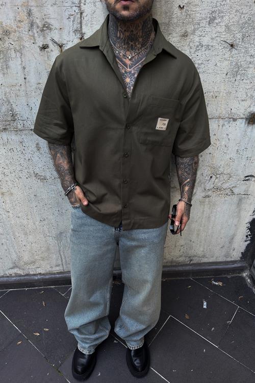 Nomad olive haki oversize gömlek