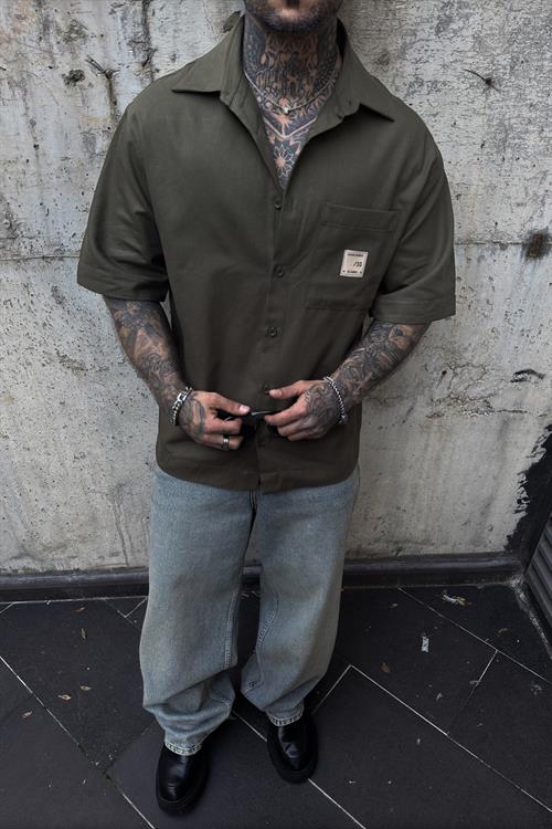 Nomad olive haki oversize gömlek