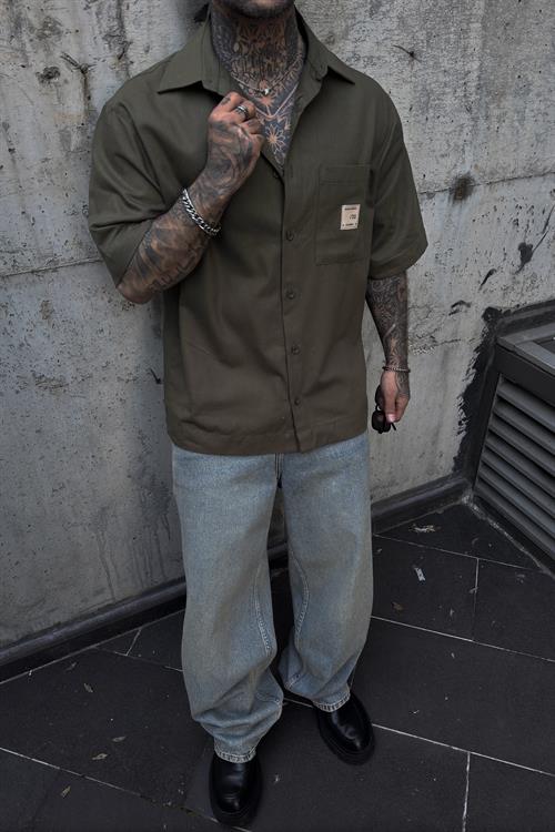 Nomad olive haki oversize gömlek