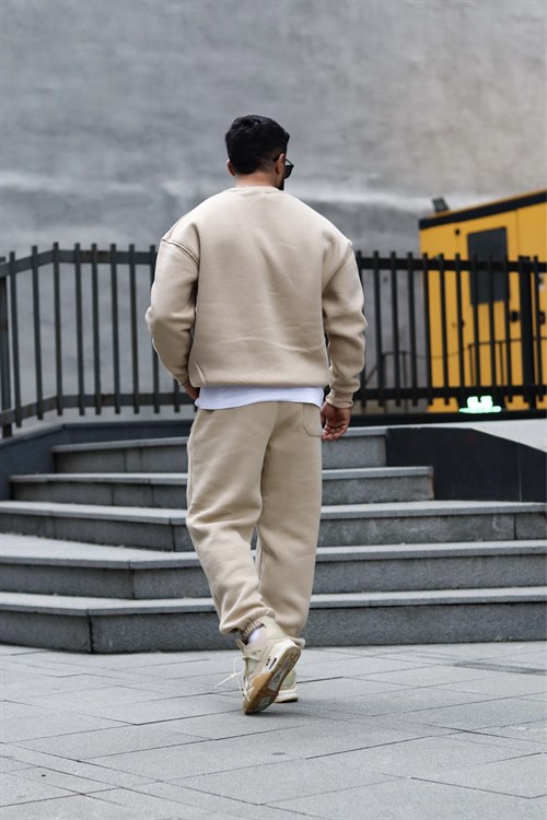 Oversize basic beige takım