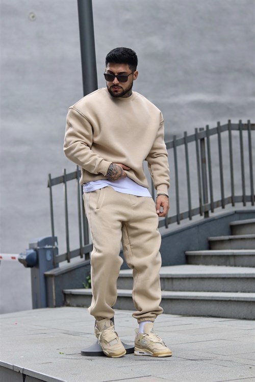 Oversize basic beige takım