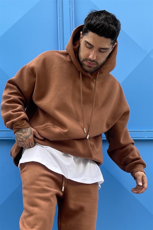 Oversize basic brown sweatshirt