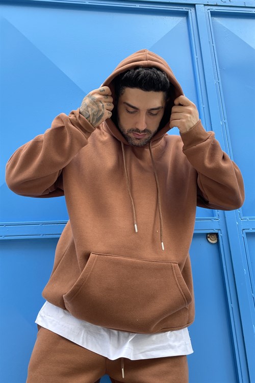 Oversize basic brown sweatshirt