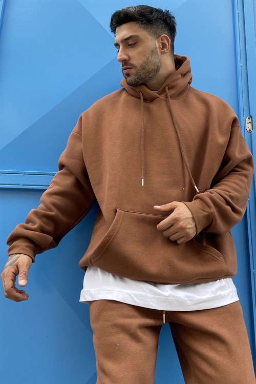 Oversize basic brown sweatshirt