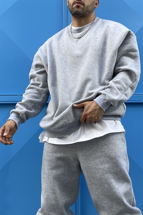 Oversize basic greymelange hoodie