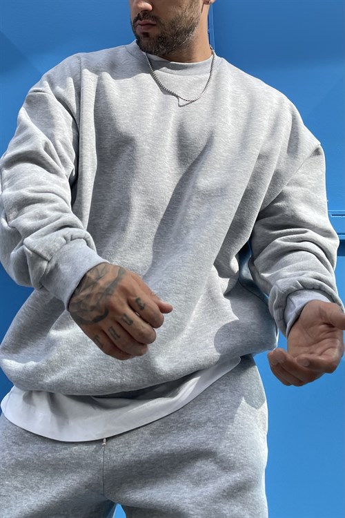 Oversize basic greymelange hoodie