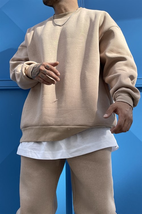 Oversize basic icebeige hoodie