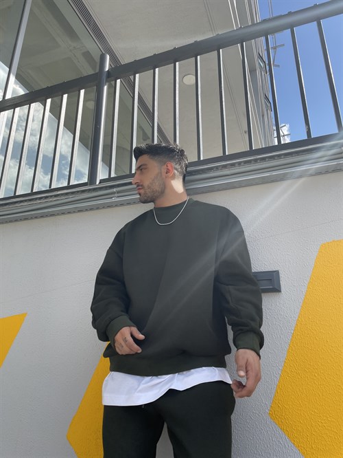 Oversize basic khaki hoodie