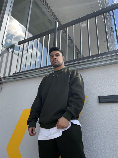 Oversize basic khaki hoodie