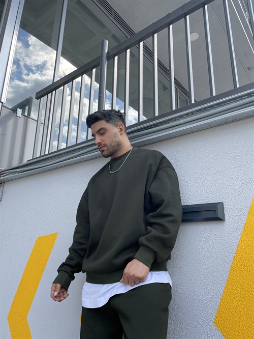 Oversize basic khaki hoodie