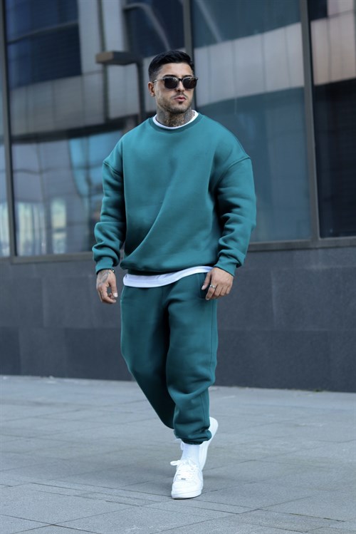 Oversize basic oil green tracsuit