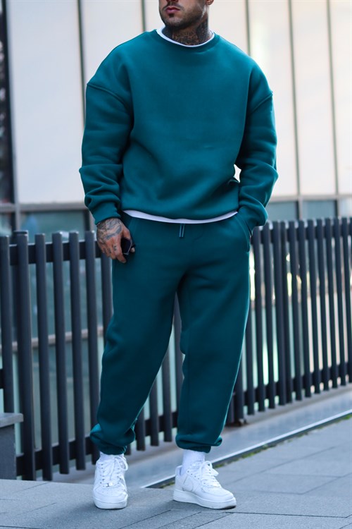 Oversize basic oil green tracsuit