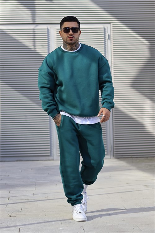 Oversize basic oil green tracsuit