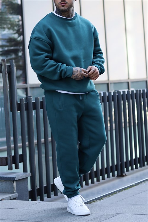 Oversize basic oil green tracsuit