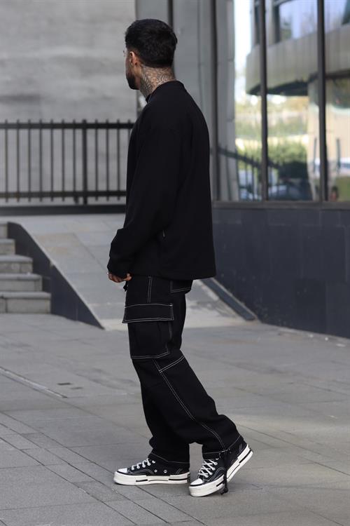 Oversize basic örme sweatshirt