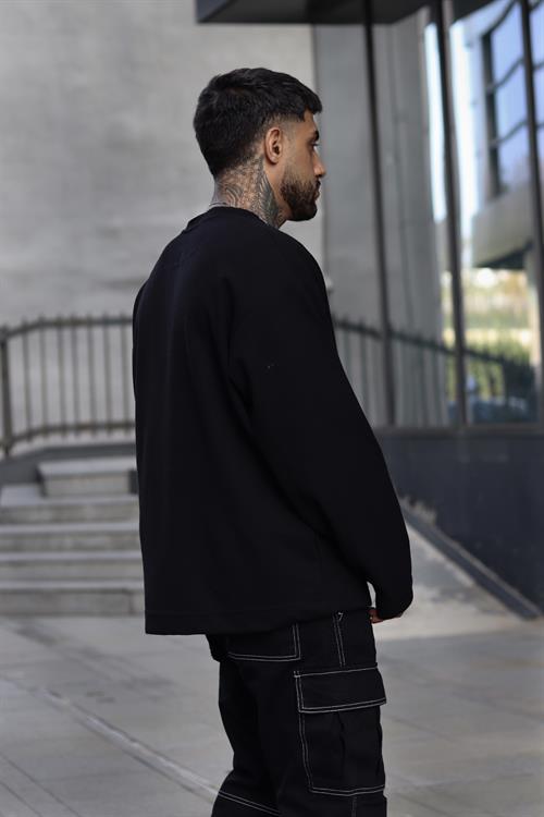 Oversize basic örme sweatshirt