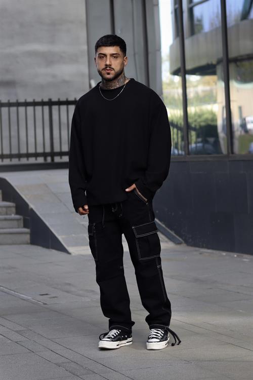 Oversize basic örme sweatshirt