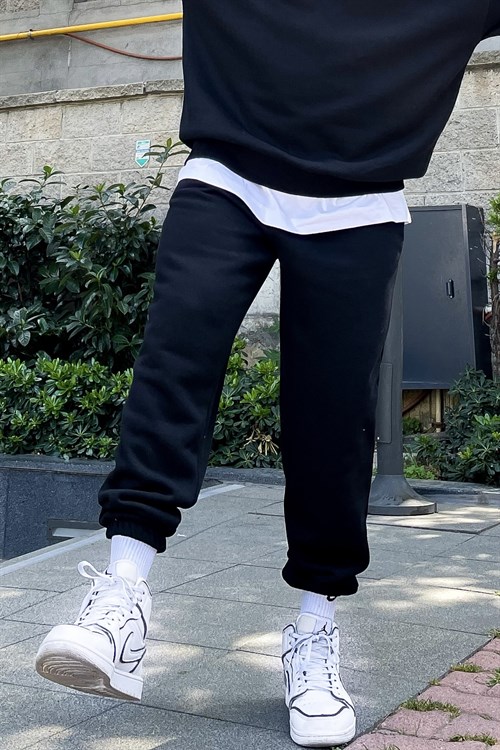 Oversize basic siyah sweatpants