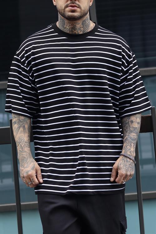 Oversize beyaz şerit tshirt