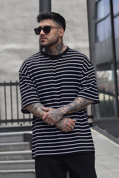 Oversize beyaz şerit tshirt