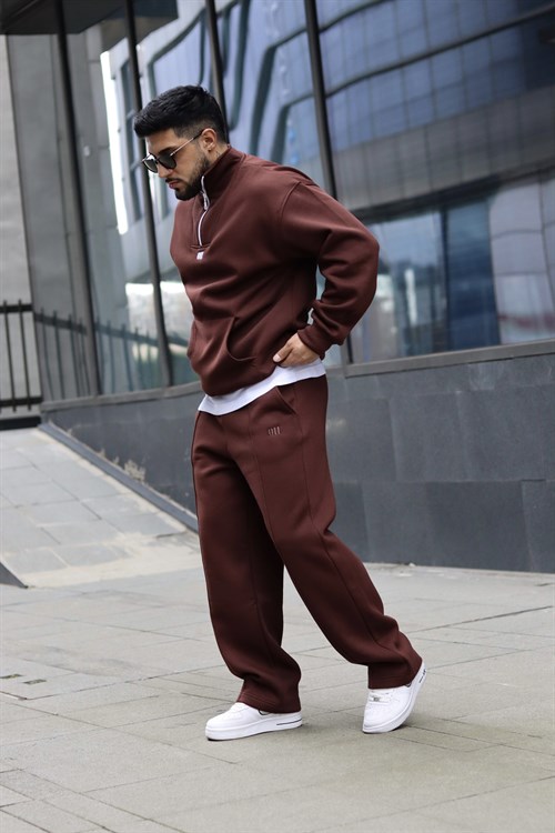Oversize brown zipper tracsuit