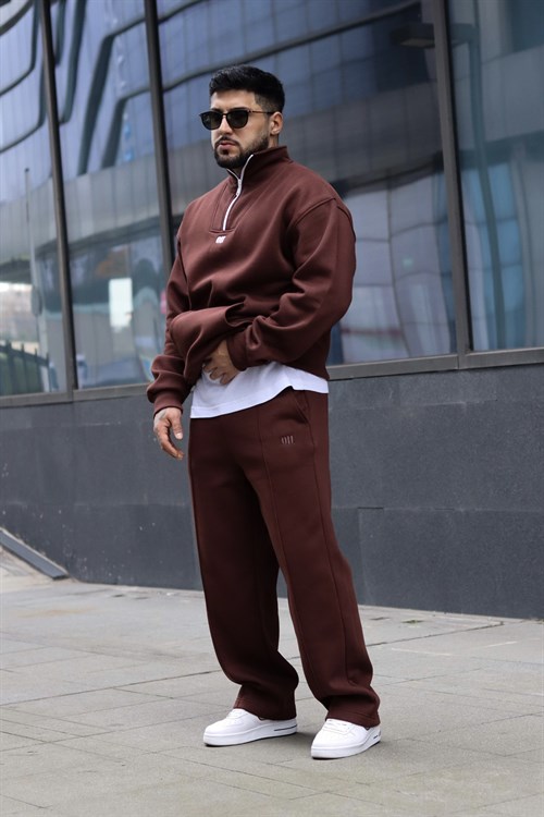 Oversize brown zipper tracsuit