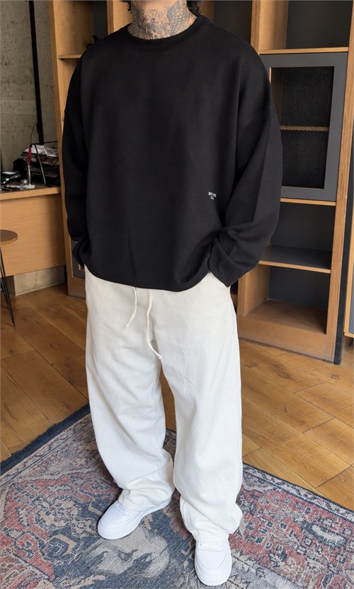 Oversize Çelik Örme Siyah Triko