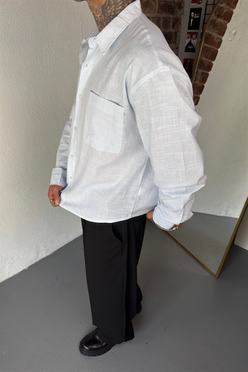 Oversize Cepli Uzun Kollu Gömlek