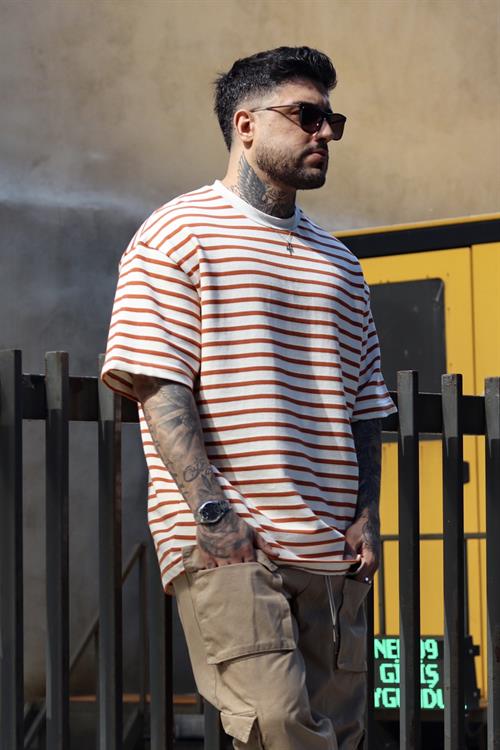Oversize çizgili tshirt