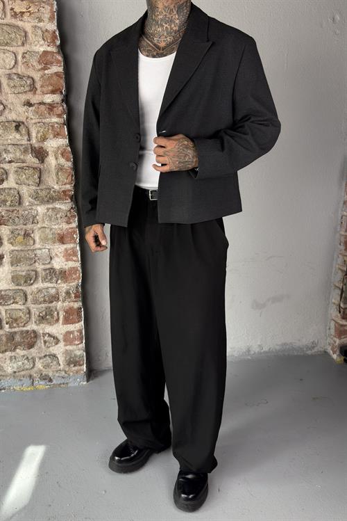 Oversize Crop Antrasit Ceket