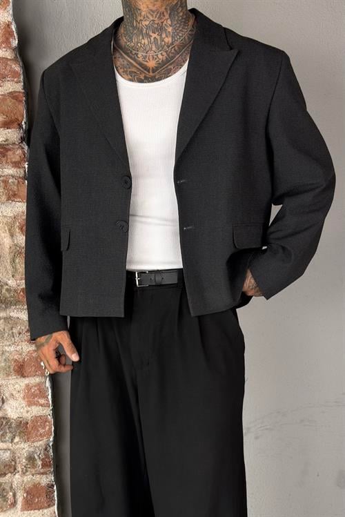 Oversize Crop Antrasit Ceket