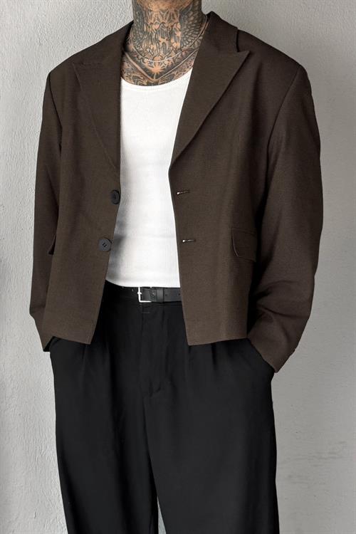 Oversize Crop Brown Ceket