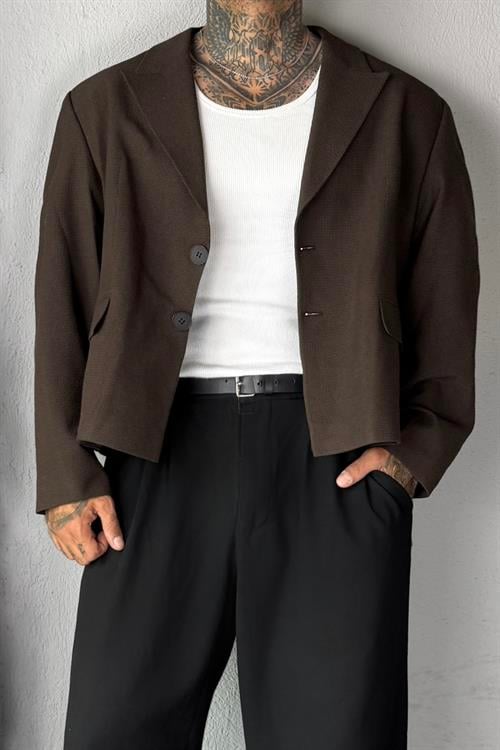 Oversize Crop Brown Ceket