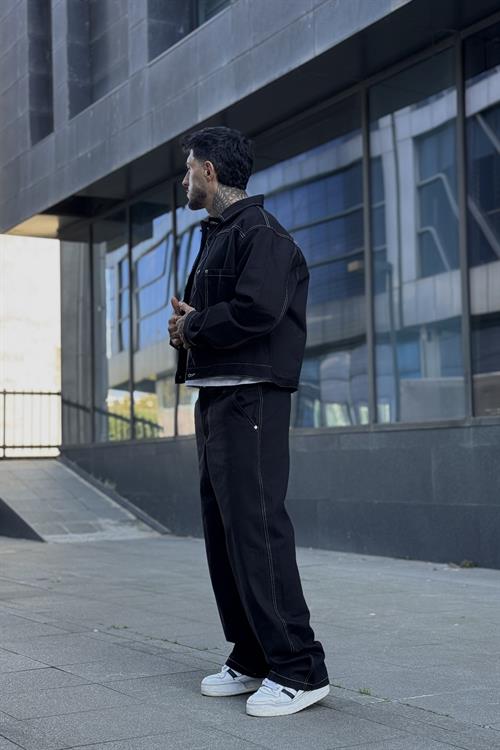 Oversize Crop Siyah Takım